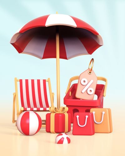 Liegestuhl und Sonnenschirm am Strand